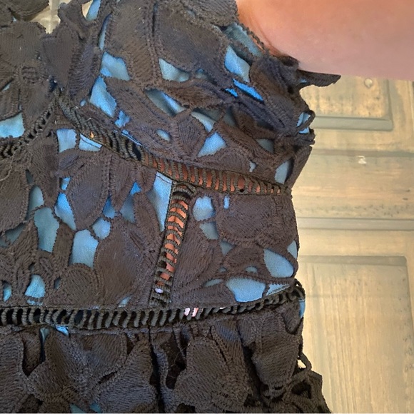 Romeo Juliet Couture Teal and Black Lace Dress size M - Picture 4 of 15